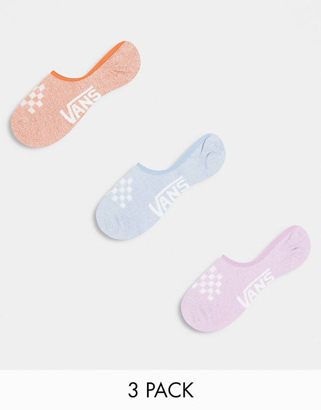 Vans - classic heathered canoodle 3 pack socks in blue, pink and red