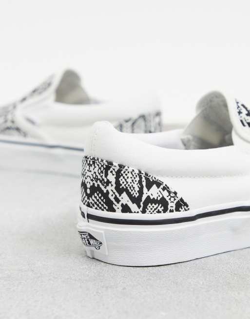 Vans Classic Instapslippers met slangenprint in wit ASOS