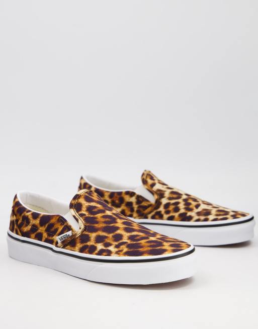 Vans Classic - Instapsneakers in zwart met luipaardprint 