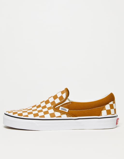 Vans Classic - Instapsneakers met dambordmotief in goudbruin