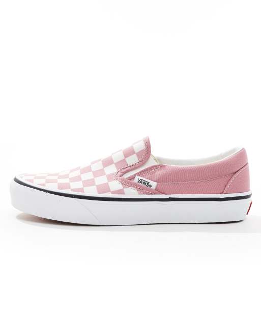 Vans Classic - Instapsneakers met dambordpatroon in roze en wit, 2 van 5