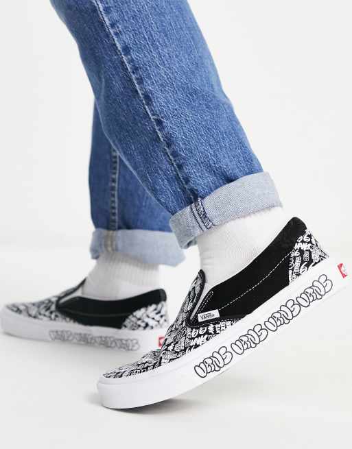 Vans Classic - Instapsneakers met graffiti-print in zwart en wit 