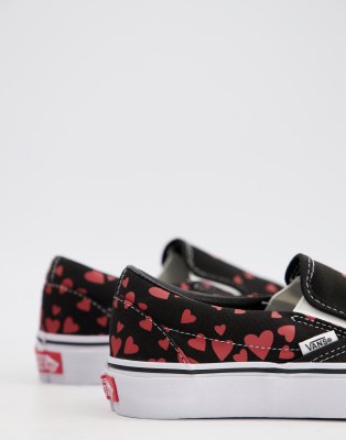 Vans - Classic - Instapsneakers met hartjes in zwart/rood | ASOS