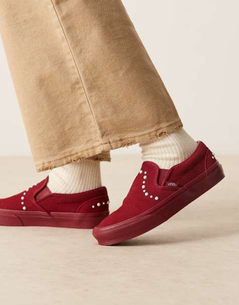 Vans Classic - Instapsneakers met pareldetails in bordeauxrood - view 1