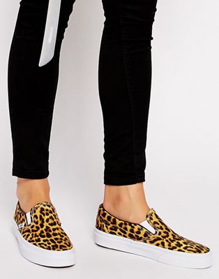 black leopard slip on shoes