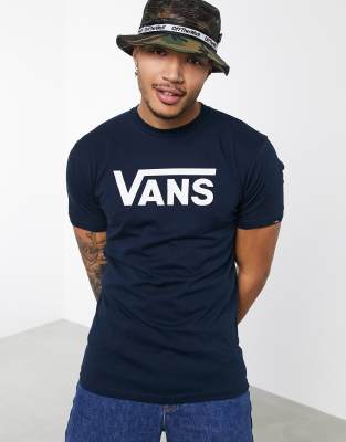 Vans Classic logo t-shirt in navy/white-Grey