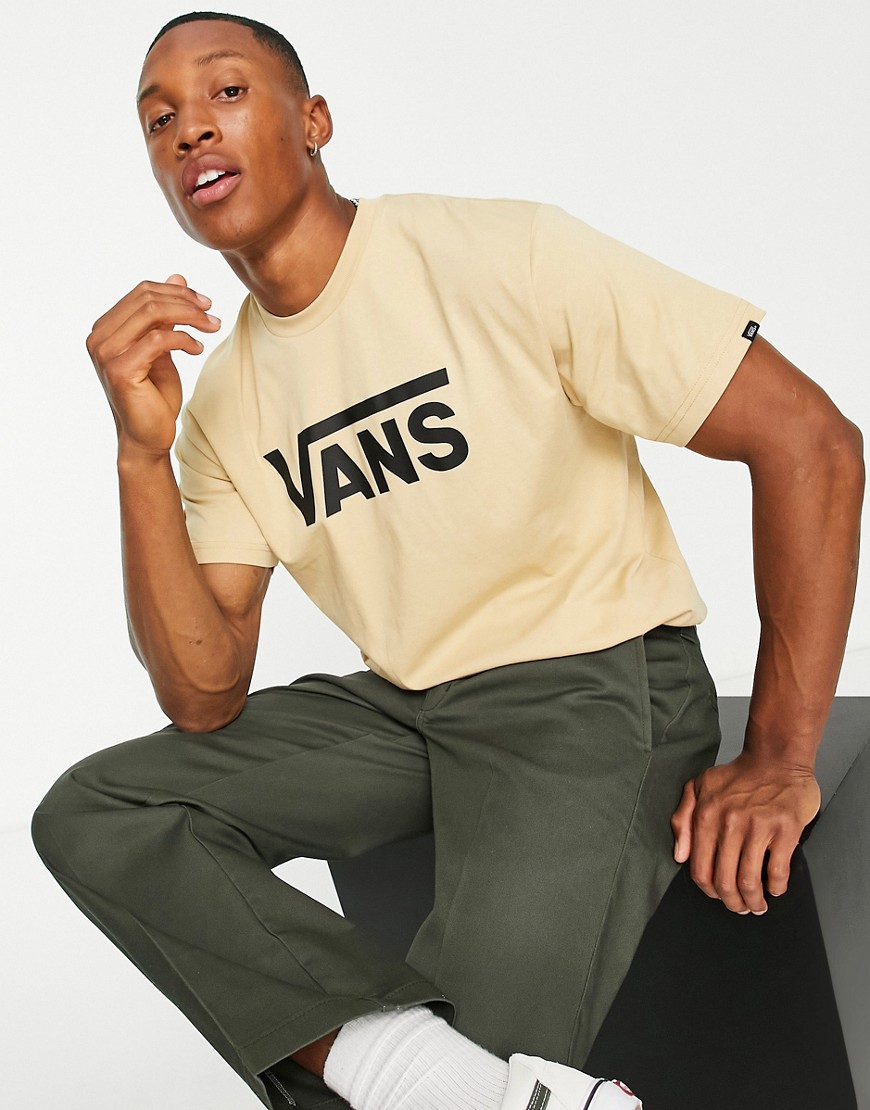 Vans Classic logo T-shirt in sand-Neutral