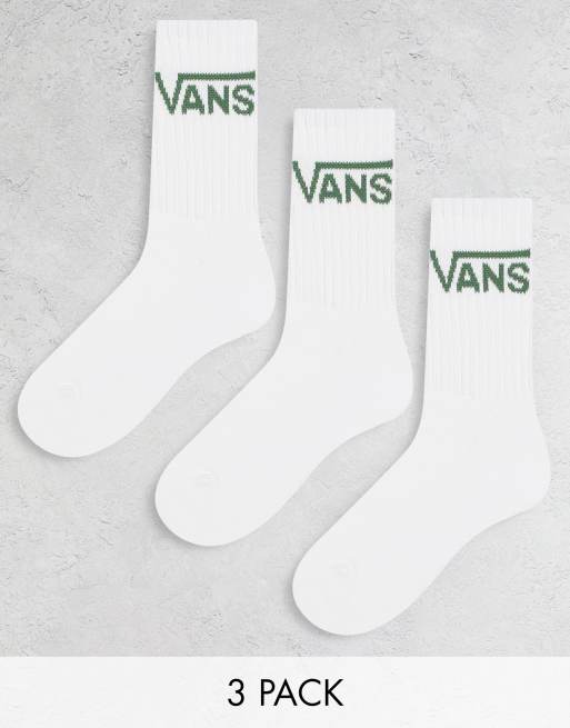Vans Classic - Lot de 3 paires de chaussettes - Blanc/vert 