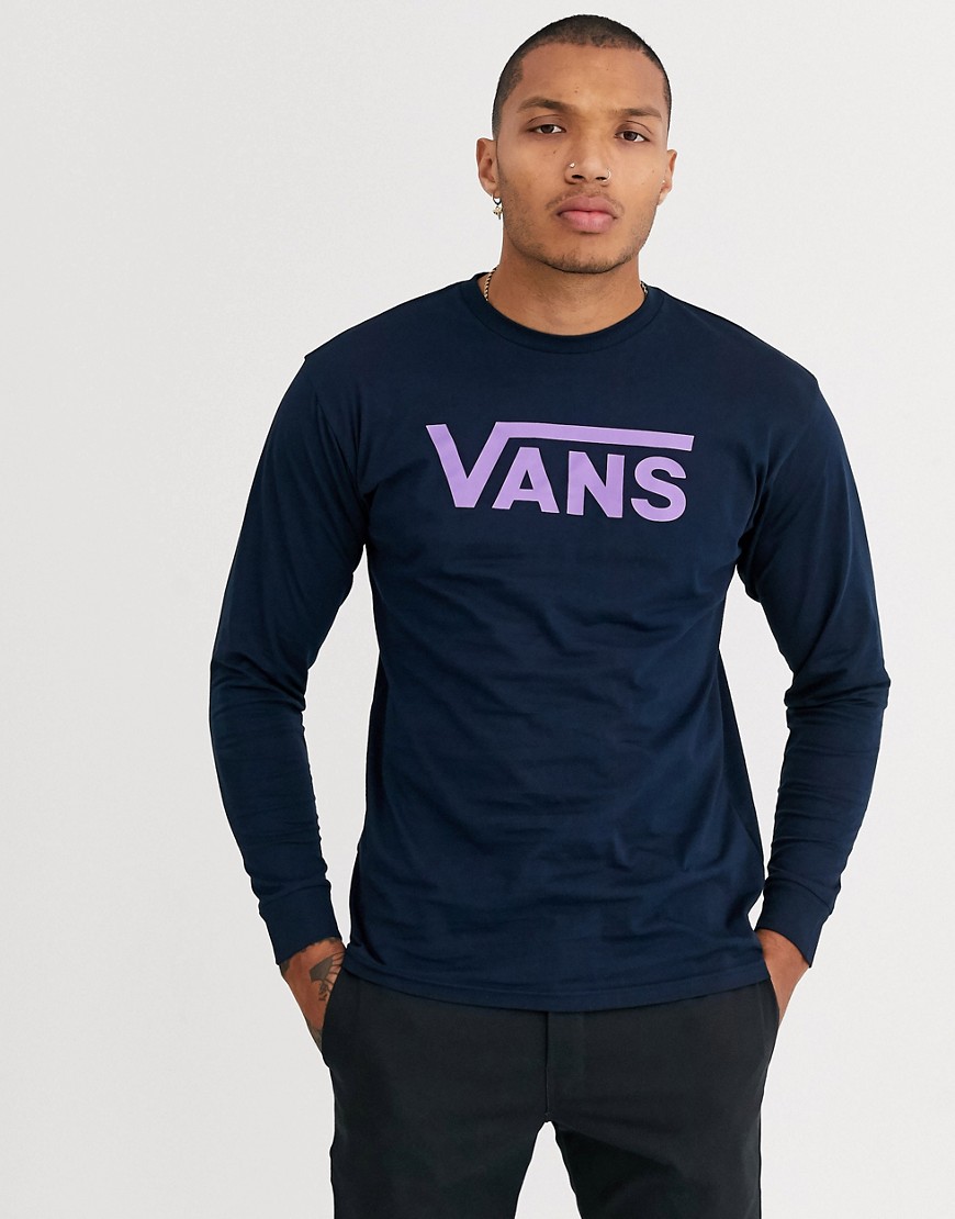 Vans Classic – Marinblå t-shirt med lång ärm-Flerfärgad