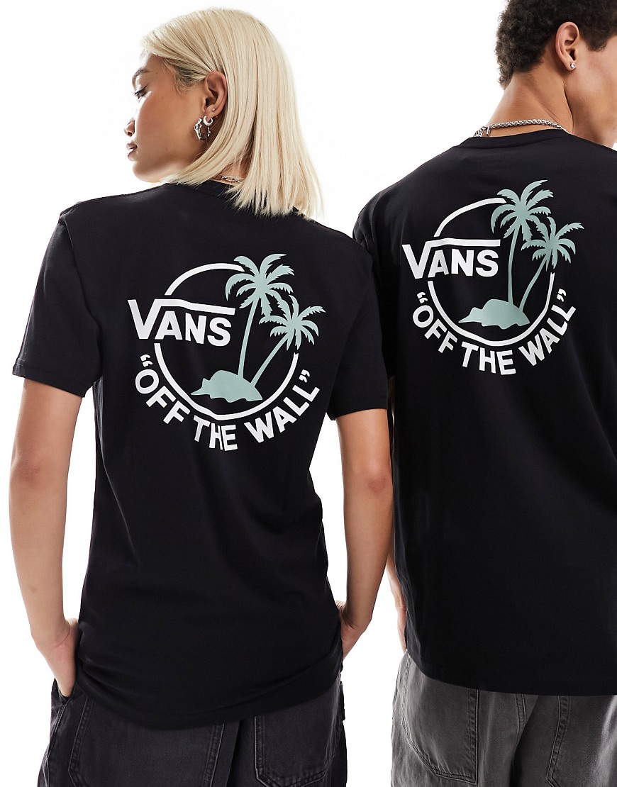 Vans classic mini dual palm back print t-shirt in black