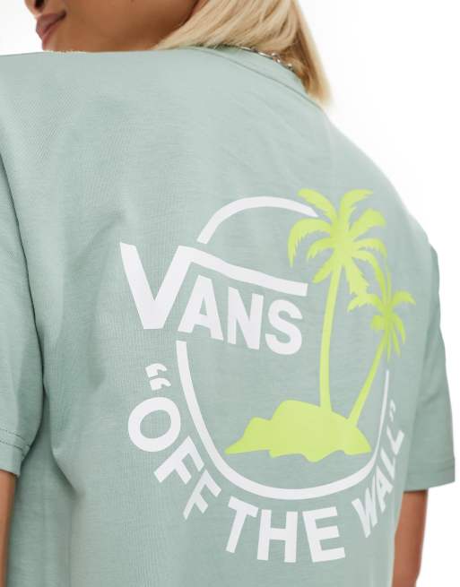 Vans classic mini dual palm back print t shirt in light green