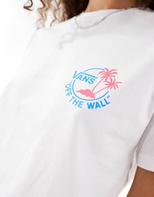 Vans Classic Mini Dual Palm II short sleeve t-shirt in white / malibu blue, 3 of 4
