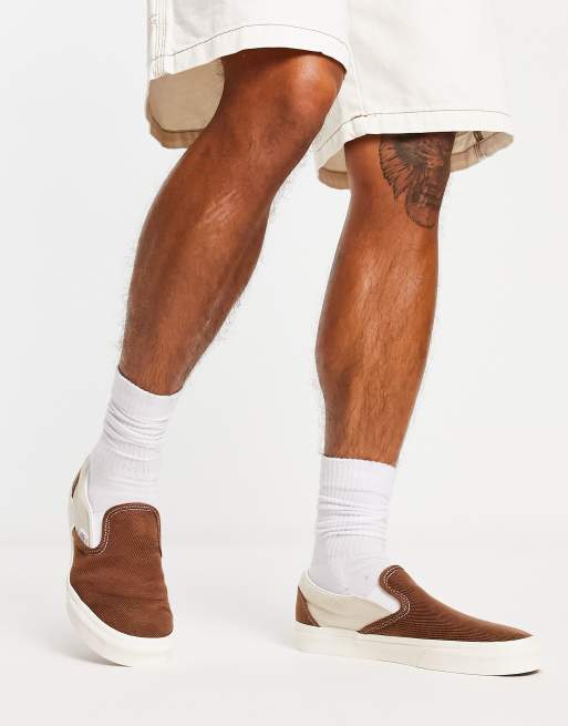 Vans – Classic – Naturvita och bruna sneakers i dra på-modell , 4 av 4