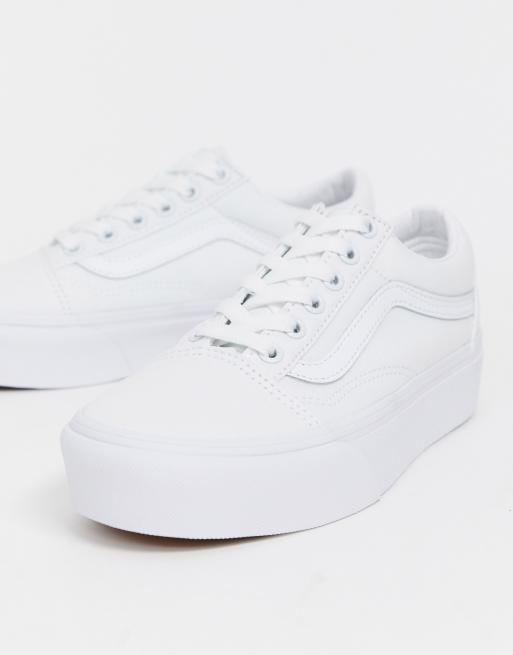 vans white platform shoes