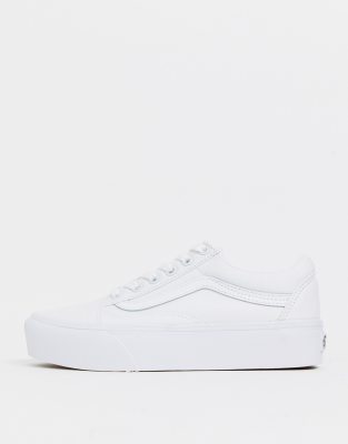 vans classic old skool platform triple white sneakers