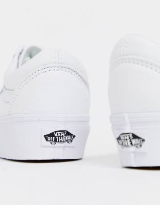vans classic old skool platform triple white sneakers