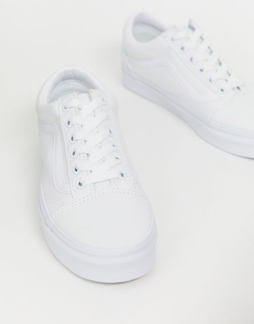 Vans classic old shop skool triple white trainers