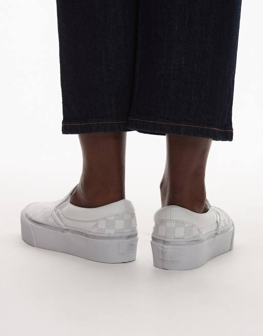 Vans classic platform slip on trainers in silver and white metallic, 5 of 5