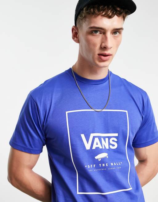 Vans Classic Print Box back print t-shirt in blue | ASOS