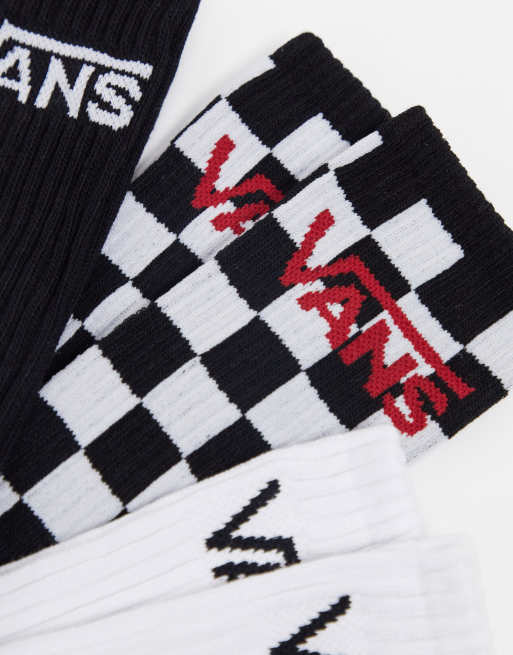 Vans Classic - Set van 3 paar sokken met dambordmotief in zwart en wit, 2 van 4