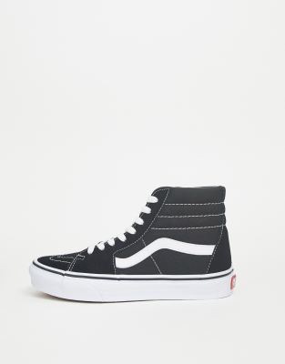 vans classic sk8 hi sneakers in black and white