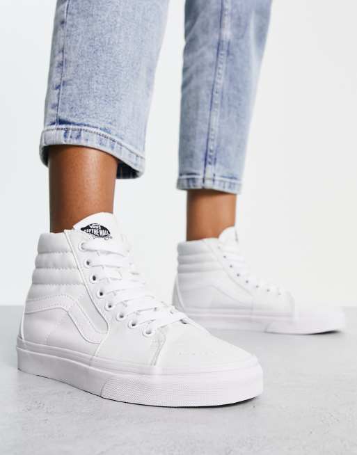 All white shop vans high tops