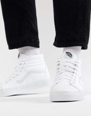 vans classic sk8 hi trainers in black and white