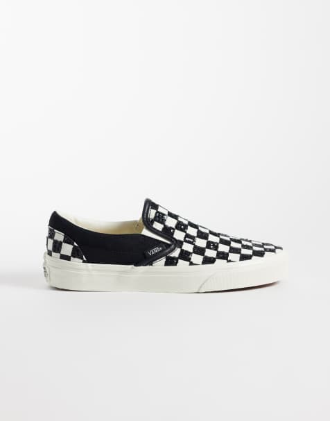 Vans Classic Slip-On baskets à carreaux à sequins noir et blanc - view 1