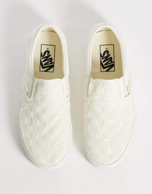 Vans - Classic Slip-On - Baskets à damier - Blanc cassé, 3 de 5