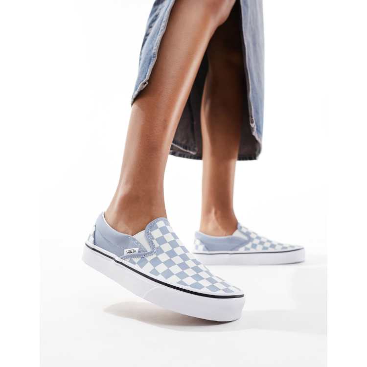 Vans Classic Slip On Baskets a damier Bleu ASOS