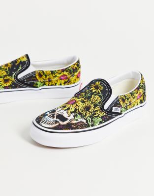 Vans Classic Slipon Beauty Skull Sneakers In Black ModeSens