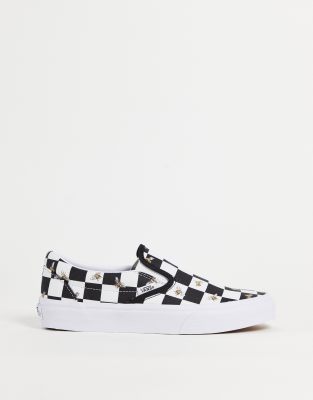 Vans Classic Slip-on Bee Check Sneakers In Black/true White ModeSens