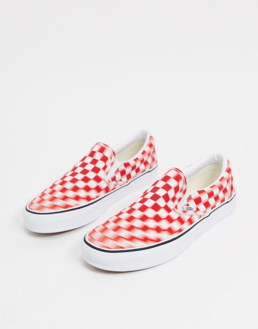 Blurred checkered slip on vans sale