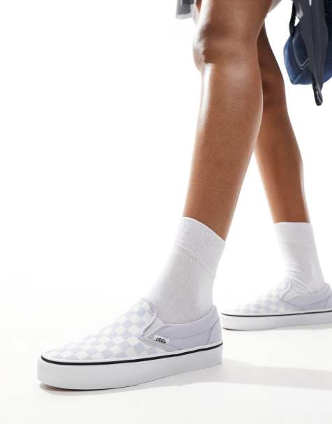 Vans Classic Slip-On checkerboard sneaker in light blue - view 1
