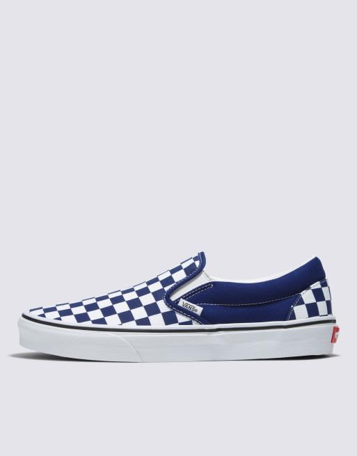 Blue vans slip ons with checkered online