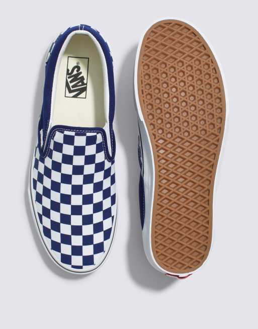 Light blue vans with checkerboard stripe hotsell