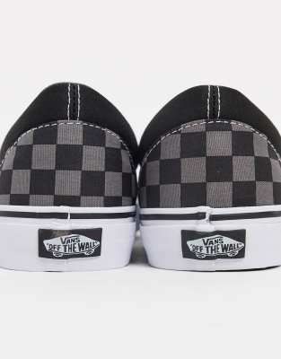 grey and white checkered slip on vans