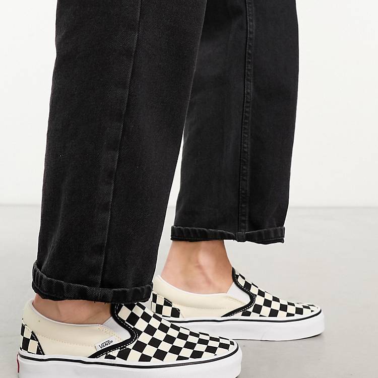Vans Classic Slip-On checkerboard sneakers in black and white | ASOS