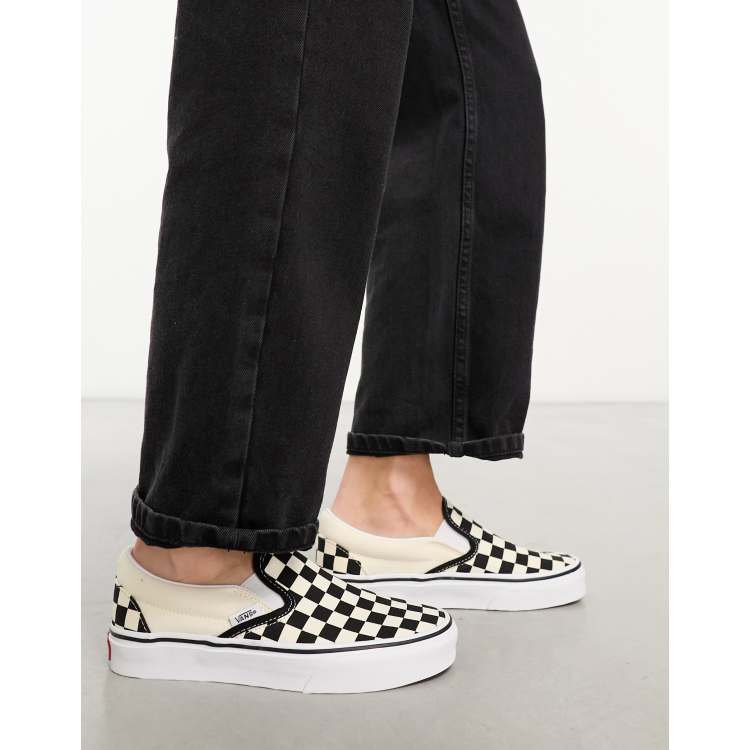 Vans Slip-On checkerboard sneakers in black and white | ASOS