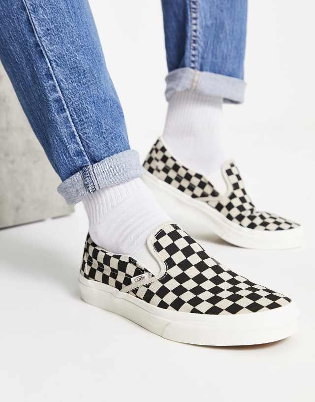 Vans Classic Slip-On checkerboard sneakers in black and white