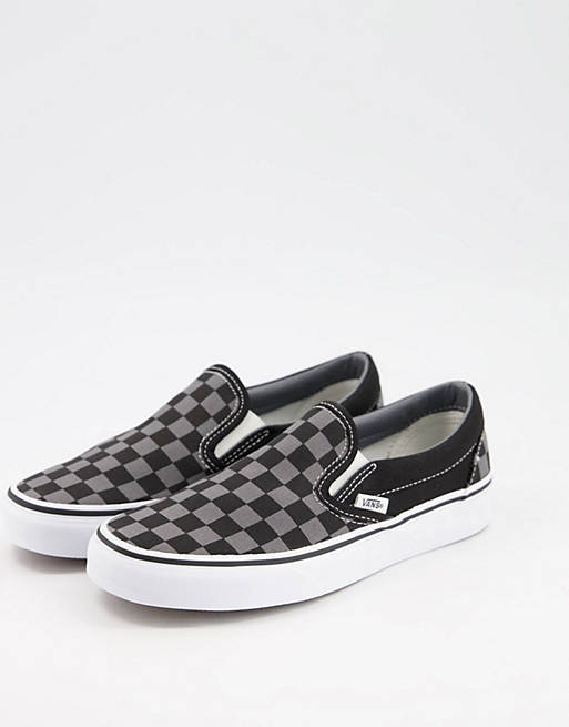 Vans Classic Slip-On checkerboard sneakers in black/grey | ASOS