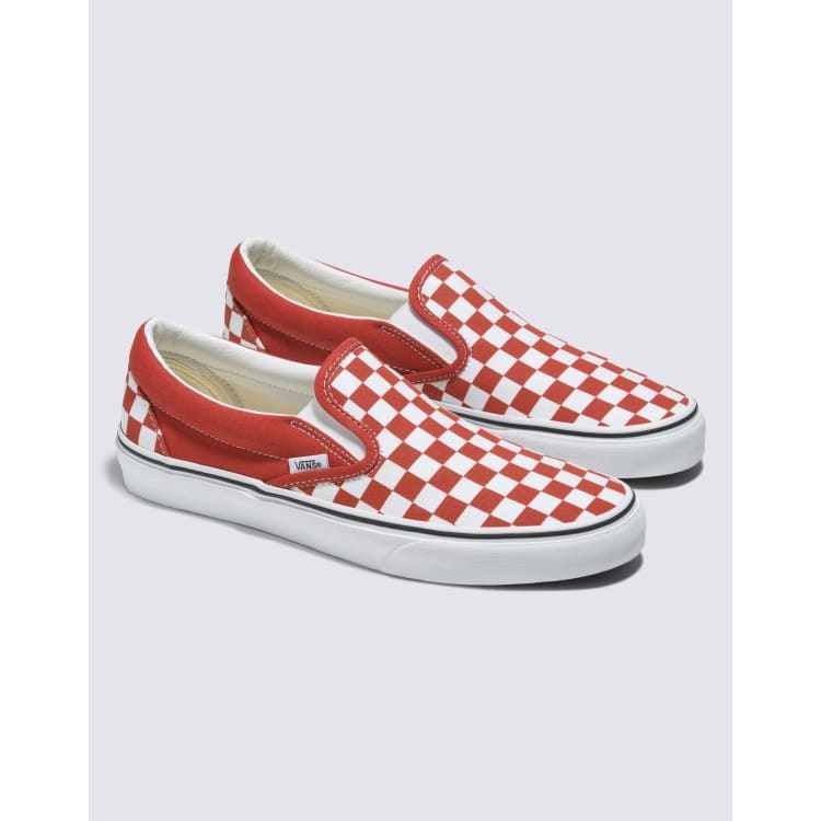 Vans Classic Slip On checkerboard sneakers in bossa nova red ASOS