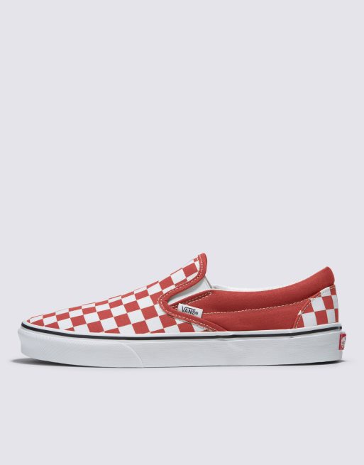 Vans Classic Slip On checkerboard sneakers in bossa nova red ASOS