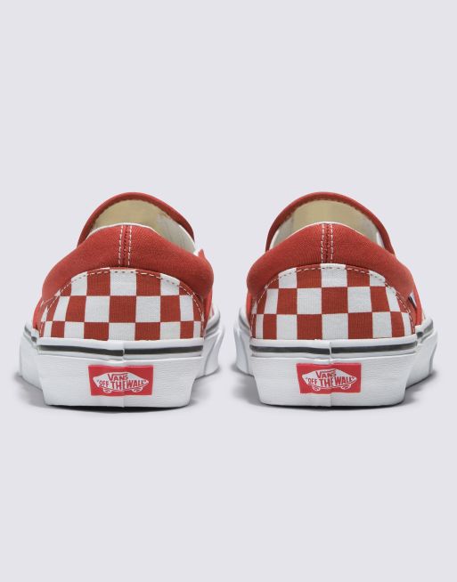 Vans Classic Slip On checkerboard sneakers in bossa nova red ASOS