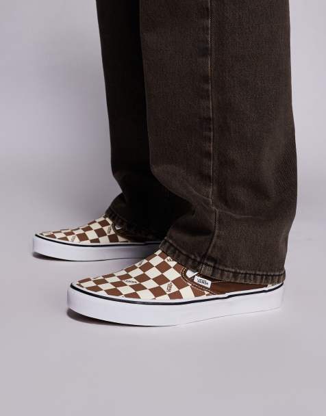 Vans Classic slip-on checkerboard sneakers in brown - view 1