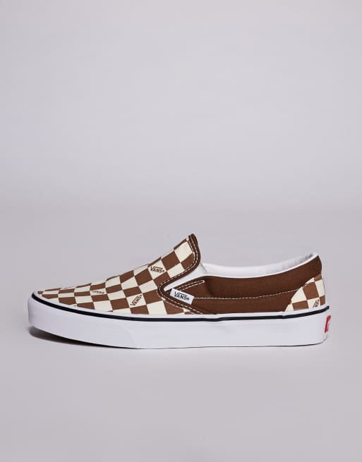Vans Classic slip-on checkerboard sneakers in brown, 2 of 5