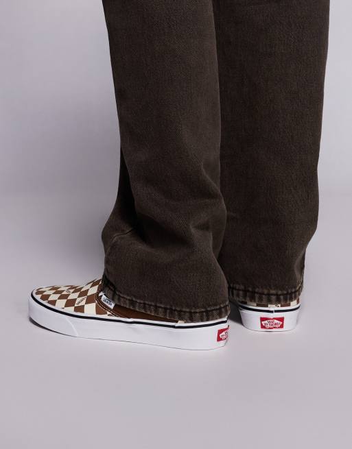 Vans Classic slip-on checkerboard sneakers in brown, 4 of 5