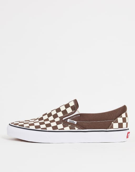 Burgundy checkered store slip on vans