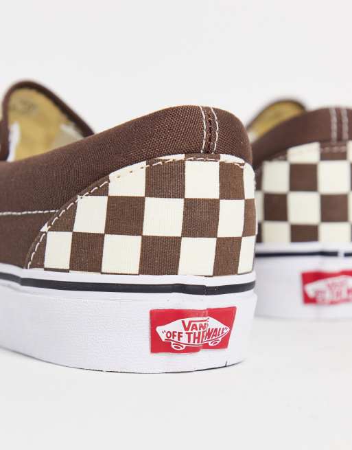 Burgundy checkered on sale slip on vans