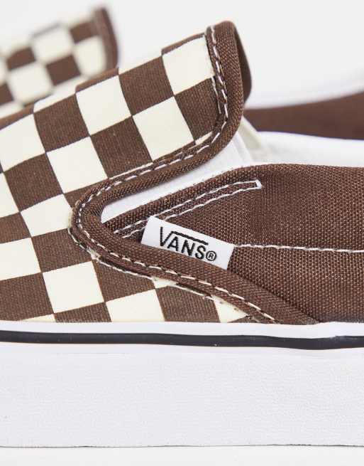 Burgundy checkered hotsell slip on vans